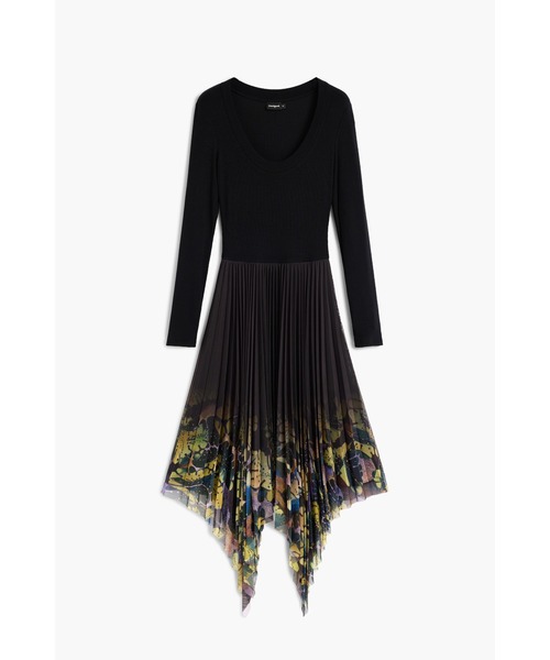 Desigual(デシグアル)の「Asymmetry graphic chiffon dress / アシメトリーグラフィックシフォンドレス(ワンピース・レディース・ブラック・XL/L/M/S)」の1枚目の写真