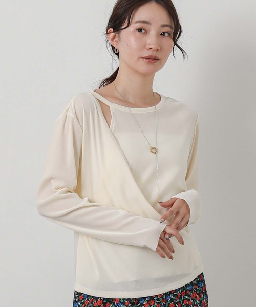 Gready Brilliant(グレディブリリアン)の「ベロアアシメカシュクール(Tシャツ/カットソー・レディース・ブラウン/アイボリー・38)」の1枚目の写真