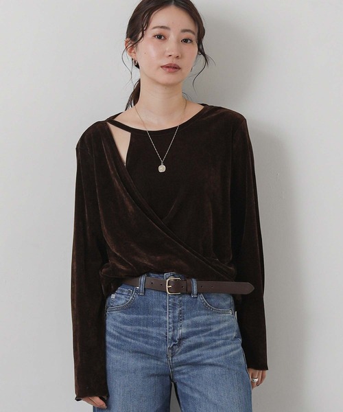 Gready Brilliant(グレディブリリアン)の「ベロアアシメカシュクール(Tシャツ/カットソー・レディース・ブラウン/アイボリー・38)」の15枚目の写真