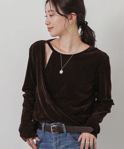 Gready Brilliant(グレディブリリアン)の「ベロアアシメカシュクール(Tシャツ/カットソー・レディース・ブラウン/アイボリー・38)」の18枚目の写真