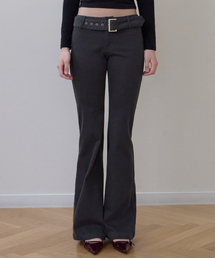 Belted Boots Cut Pants [Charcoal]