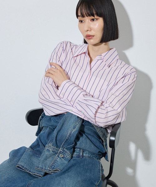 ADAM ET ROPE'(アダムエロペ)の「ストライプシャツ(シャツ/ブラウス・レディース・オフホワイト/ピンク系その他2・FREE)」の16枚目の写真
