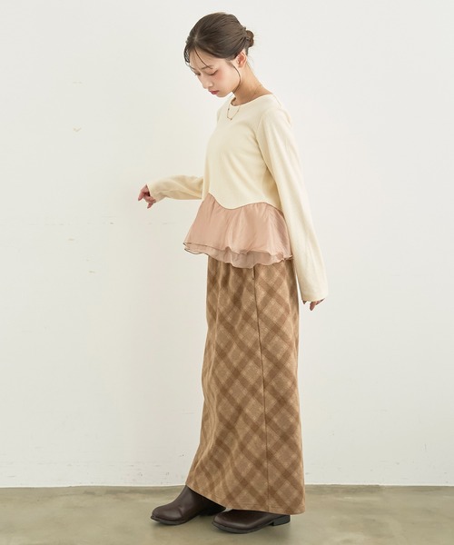 mil(ミル)の「ペプラム切替 シアーフリルドッキングトップス【588224】(Tシャツ/カットソー・レディース・チャコールグレー/ブラック/アイボリー・XS/S)」の22枚目の写真