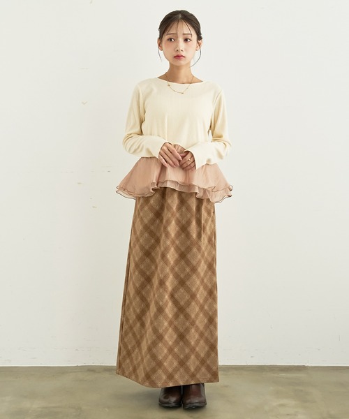 mil(ミル)の「ペプラム切替 シアーフリルドッキングトップス【588224】(Tシャツ/カットソー・レディース・チャコールグレー/ブラック/アイボリー・XS/S)」の20枚目の写真