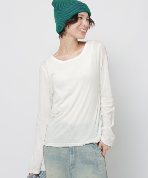 niko and...(ニコアンド)の「カシミヤ混BASICTシャツ(Tシャツ/カットソー・レディース・ブラウン/オフホワイト/チャコール・FREE)」の1枚目の写真