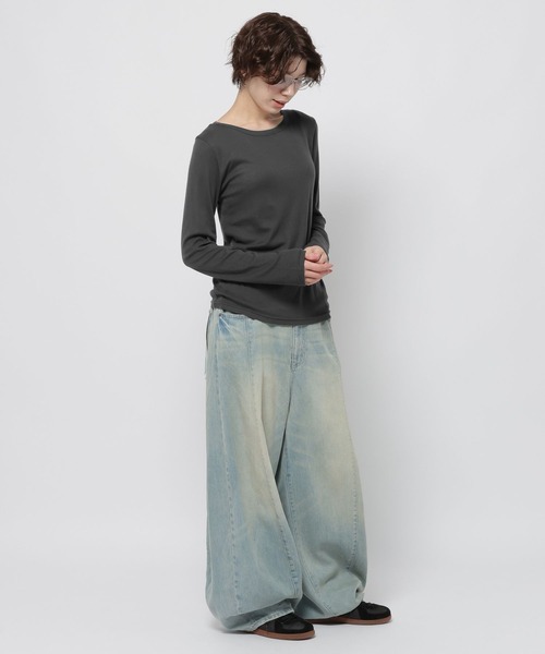 niko and...(ニコアンド)の「カシミヤ混BASICTシャツ(Tシャツ/カットソー・レディース・ブラウン/オフホワイト/チャコール・FREE)」の7枚目の写真