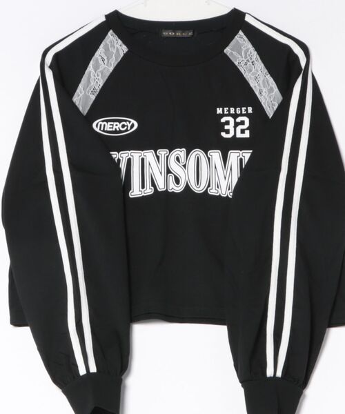 GORGE（ゴージ）の「レース切替 袖ラインロゴトップス｜全3色（Tシャツ/カットソー・レディース・オフホワイト/ブラック/ネイビー・F）」の12枚目の写真