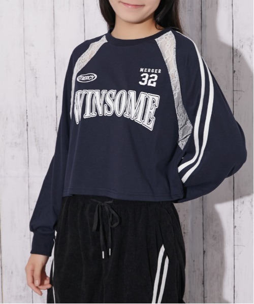GORGE（ゴージ）の「レース切替 袖ラインロゴトップス｜全3色（Tシャツ/カットソー・レディース・オフホワイト/ブラック/ネイビー・F）」の13枚目の写真