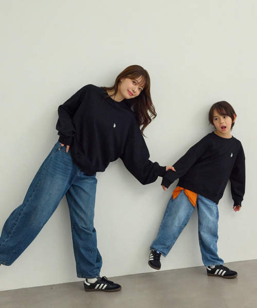 U.S. POLO ASSN.(ユーエスポロアッスン)の「【Ada.別注 U.S.POLO ASS.】バックネック ハート刺繍 スウェット 親子 ペアルック(その他トップス・レディース・ブラック/ライトグレー・M/L)」の1枚目の写真