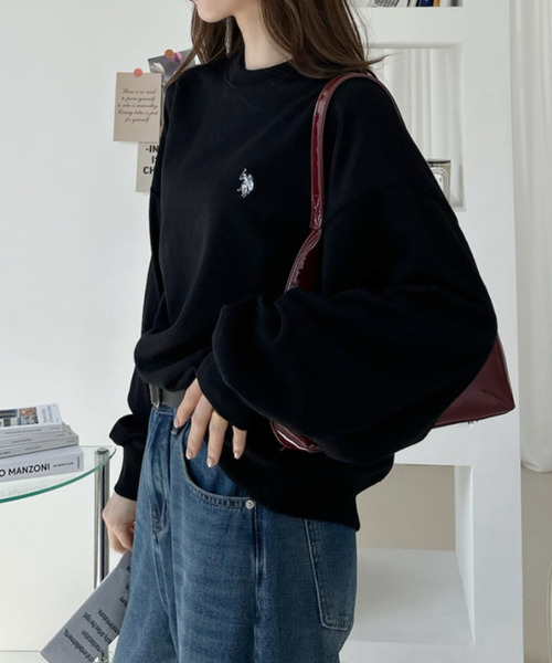 U.S. POLO ASSN.(ユーエスポロアッスン)の「【Ada.別注 U.S.POLO ASS.】バックネック ハート刺繍 スウェット 親子 ペアルック(その他トップス・レディース・ブラック/ライトグレー・M/L)」の3枚目の写真