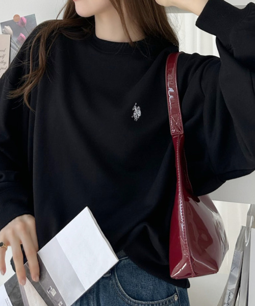 U.S. POLO ASSN.(ユーエスポロアッスン)の「【Ada.別注 U.S.POLO ASS.】バックネック ハート刺繍 スウェット 親子 ペアルック(その他トップス・レディース・ブラック/ライトグレー・M/L)」の4枚目の写真