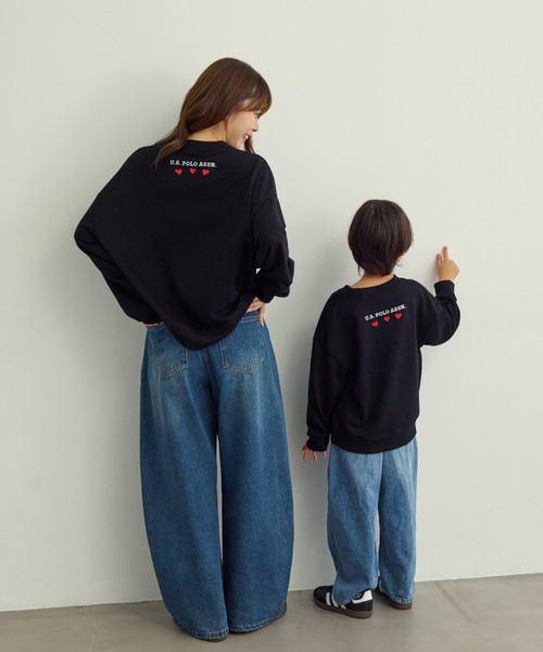 U.S. POLO ASSN.(ユーエスポロアッスン)の「【Ada.別注 U.S.POLO ASS.】バックネック ハート刺繍 スウェット 親子 ペアルック(その他トップス・レディース・ブラック/ライトグレー・M/L)」の7枚目の写真