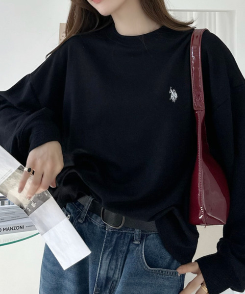 U.S. POLO ASSN.(ユーエスポロアッスン)の「【Ada.別注 U.S.POLO ASS.】バックネック ハート刺繍 スウェット 親子 ペアルック(その他トップス・レディース・ブラック/ライトグレー・M/L)」の5枚目の写真