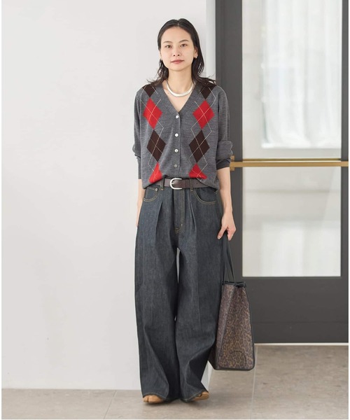 JOURNAL STANDARD(ジャーナルスタンダード)の「《追加2》ウォッシャブルウール Vカーディガン(カーディガン/ボレロ・レディース・チョコ/チャコールグレー・FREE)」の3枚目の写真