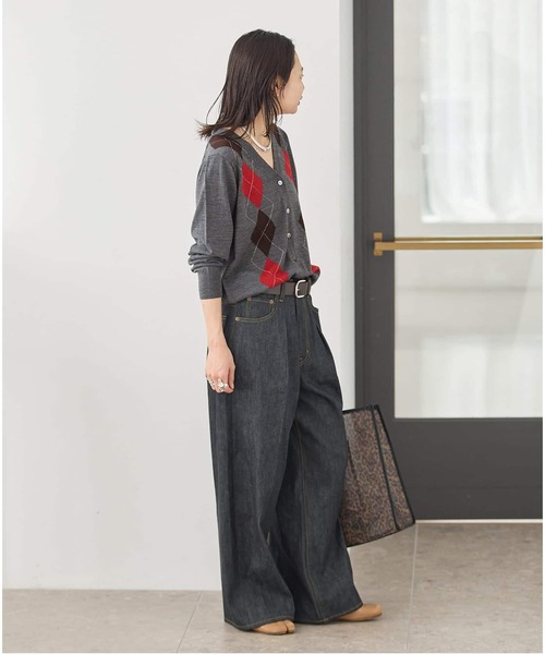 JOURNAL STANDARD(ジャーナルスタンダード)の「《追加2》ウォッシャブルウール Vカーディガン(カーディガン/ボレロ・レディース・チョコ/チャコールグレー・FREE)」の6枚目の写真