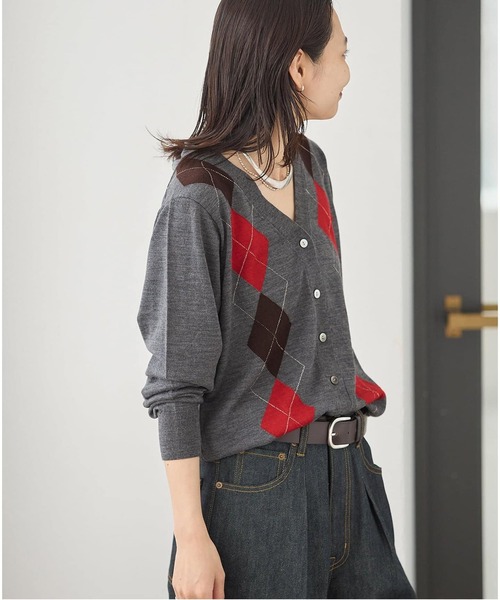 JOURNAL STANDARD(ジャーナルスタンダード)の「《追加2》ウォッシャブルウール Vカーディガン(カーディガン/ボレロ・レディース・チョコ/チャコールグレー・FREE)」の9枚目の写真
