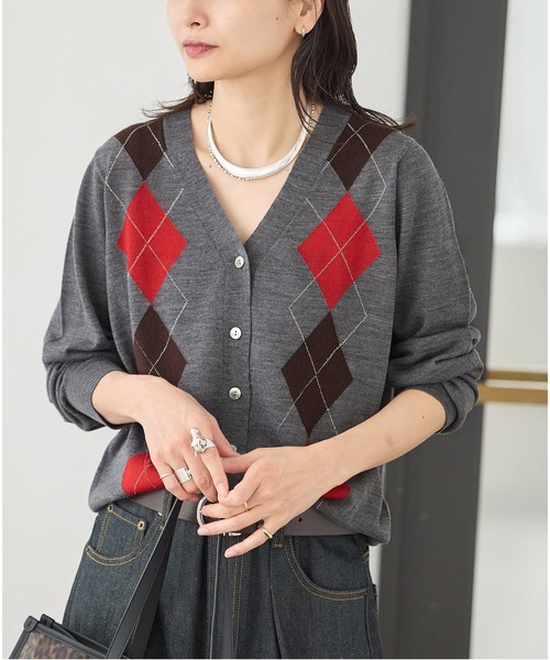 JOURNAL STANDARD(ジャーナルスタンダード)の「《追加2》ウォッシャブルウール Vカーディガン(カーディガン/ボレロ・レディース・チョコ/チャコールグレー・FREE)」の10枚目の写真