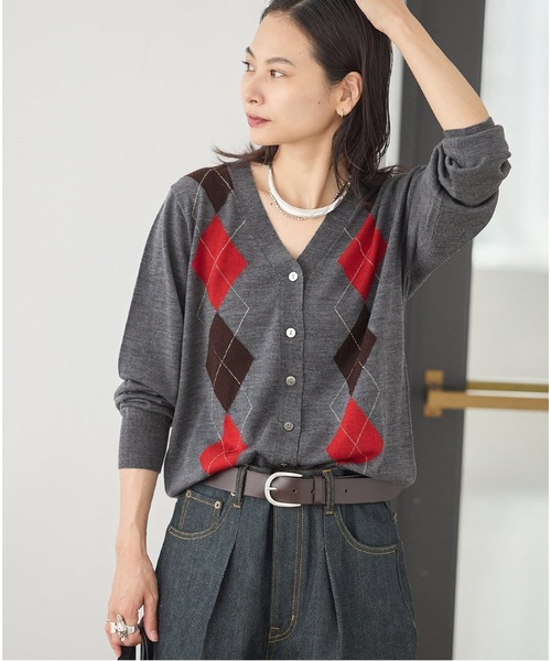 JOURNAL STANDARD(ジャーナルスタンダード)の「《追加2》ウォッシャブルウール Vカーディガン(カーディガン/ボレロ・レディース・チョコ/チャコールグレー・FREE)」の11枚目の写真