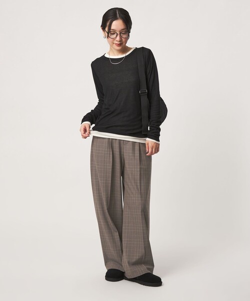green label relaxing(グリーンレーベルリラクシング)の「【WEB限定】<at ease>オルマイ ワイド パンツ マシンウォッシャブル ストレッチ 帯電防止(その他パンツ・レディース・ブラック/その他1/ワイン/ダークグレー・TALL/42/36/40/38)」の7枚目の写真
