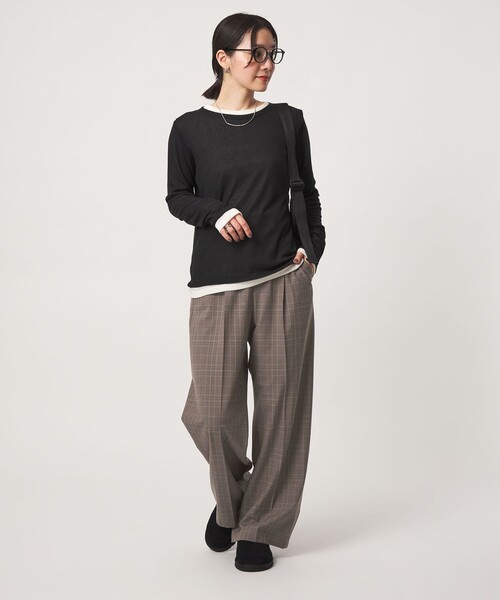 green label relaxing(グリーンレーベルリラクシング)の「【WEB限定】<at ease>オルマイ ワイド パンツ マシンウォッシャブル ストレッチ 帯電防止(その他パンツ・レディース・ブラック/その他1/ワイン/ダークグレー・TALL/42/36/40/38)」の8枚目の写真