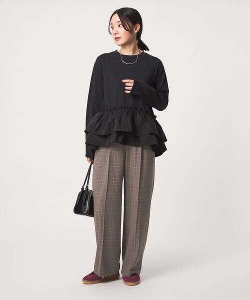 green label relaxing(グリーンレーベルリラクシング)の「【WEB限定】<at ease>オルマイ ワイド パンツ マシンウォッシャブル ストレッチ 帯電防止(その他パンツ・レディース・ブラック/その他1/ワイン/ダークグレー・TALL/42/36/40/38)」の9枚目の写真