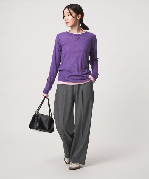 green label relaxing(グリーンレーベルリラクシング)の「【WEB限定】<at ease>オルマイ ワイド パンツ マシンウォッシャブル ストレッチ 帯電防止(その他パンツ・レディース・ブラック/その他1/ワイン/ダークグレー・TALL/42/36/40/38)」の13枚目の写真