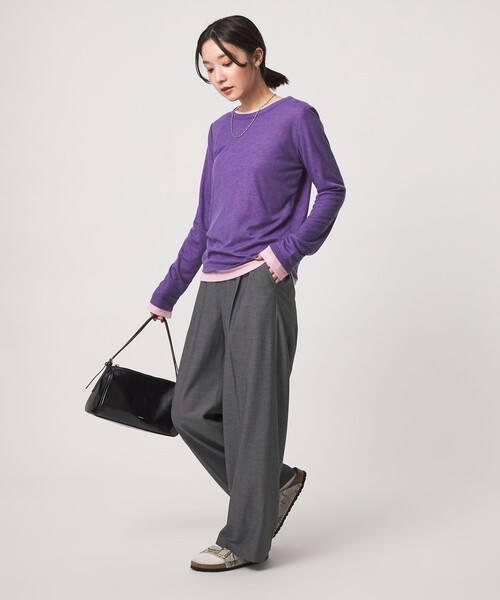 green label relaxing(グリーンレーベルリラクシング)の「【WEB限定】<at ease>オルマイ ワイド パンツ マシンウォッシャブル ストレッチ 帯電防止(その他パンツ・レディース・ブラック/その他1/ワイン/ダークグレー・TALL/42/36/40/38)」の14枚目の写真