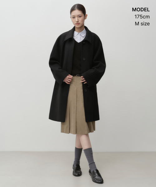 MUSINSA STANDARD WOMAN（ムシンサスタンダードウーマン）の「ウィメンズカシミヤブレンドコクーンバルマカンコート[ブラック]（チェスターコート・レディース・その他・X-SMALL/SMALL/MEDIUM/LARGE）」の2枚目の写真