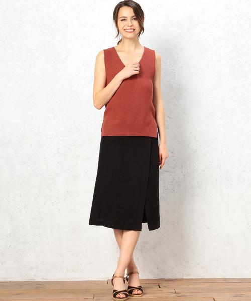 green label relaxing（グリーンレーベルリラクシング）の「KC HandWash A/C カノコ V/N NSニット◆（ニット/セーター・レディース・オフホワイト/オレンジ系その他/オリーブ・FREE）」の7枚目の写真