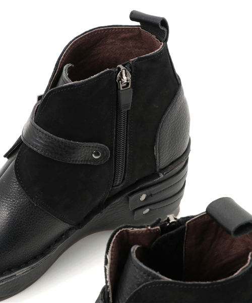 Hina Day Green（ヒナデイグリーン）の「Hina Day Green(ヒナ　デイグリーン)/異素材使い　厚底ストラップブーツ（ブーツ・レディース・ダークブラウン/ネイビー/ブラック・M/S/L/LL/XL）」の5枚目の写真