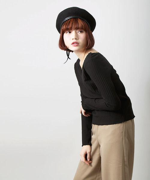 WEGO（ウィゴー）の「WEGO/レース付き2WAYリブロングスリーブカットソー（Tシャツ/カットソー・レディース・オフホワイト/ブラック/ライトピンク・FREE）」の13枚目の写真