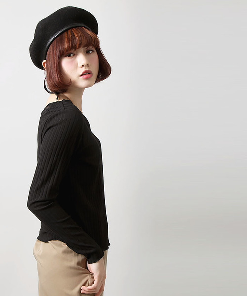 WEGO（ウィゴー）の「WEGO/レース付き2WAYリブロングスリーブカットソー（Tシャツ/カットソー・レディース・オフホワイト/ブラック/ライトピンク・FREE）」の14枚目の写真