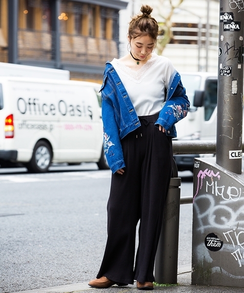 WEGO（ウィゴー）の「WEGO/レース付き2WAYリブロングスリーブカットソー（Tシャツ/カットソー・レディース・オフホワイト/ブラック/ライトピンク・FREE）」の19枚目の写真