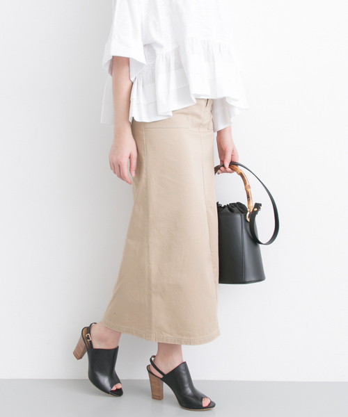 URBAN RESEARCH（アーバンリサーチ）の「 UR  配色ステッチマキシスカート（スカート・レディース・アイボリー/ベージュ・36/38）」の2枚目の写真