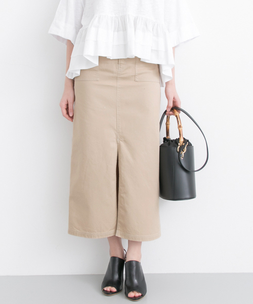 URBAN RESEARCH（アーバンリサーチ）の「 UR  配色ステッチマキシスカート（スカート・レディース・アイボリー/ベージュ・36/38）」の3枚目の写真