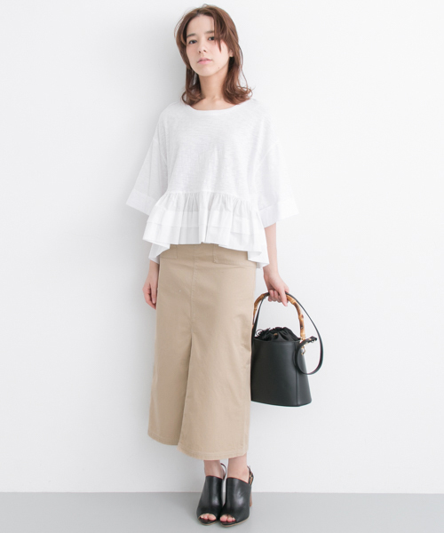 URBAN RESEARCH（アーバンリサーチ）の「 UR  配色ステッチマキシスカート（スカート・レディース・アイボリー/ベージュ・36/38）」の4枚目の写真