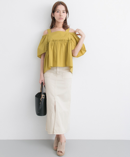 URBAN RESEARCH（アーバンリサーチ）の「 UR  配色ステッチマキシスカート（スカート・レディース・アイボリー/ベージュ・36/38）」の5枚目の写真