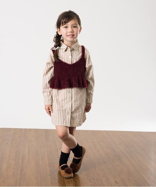 apres les cours(アプレレクール)の「シャツワンピース(シャツワンピース・キッズ・キナリ/ネイビー/ダークグリーン・110/130/140/100/120/80/90)」の4枚目の写真