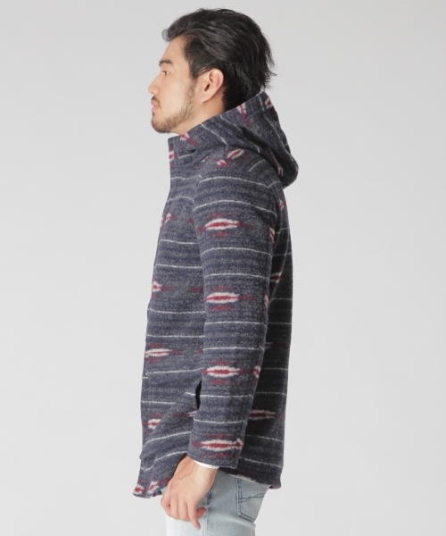 BAYFLOW（ベイフロー）の「BAYFLOW／ネイティブ柄スライバーニットコート　17AW（その他アウター・メンズ・グレー/ネイビー・LARGE/MEDIUM/SMALL）」の4枚目の写真