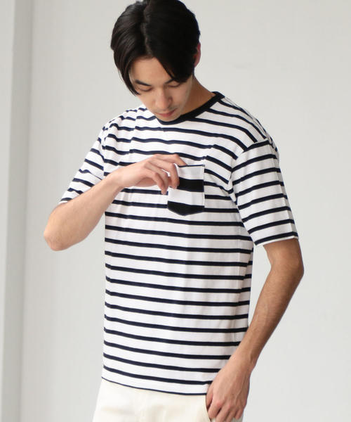 FRUIT OF THE LOOM（フルーツオブザルーム）の「別注 [フルーツオブザルーム] SC FRUIT OF THE LOOM ボーダー Tシャツ 2枚組（Tシャツ/カットソー・メンズ・ブラック・L/S/M）」の8枚目の写真