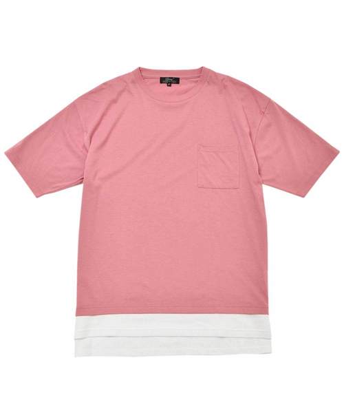 MinoriTY（マイノリティ）の「フェイクレイヤードビッグシルエット半袖Tシャツ カットソー クルーネック（Tシャツ/カットソー・メンズ・ブラック/オフホワイト/オリーブ/ピンク/キャメル・FREE）」の17枚目の写真