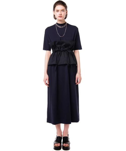 クラネ CLANE ウエストギャザー カット ワンピース WAIST GATHER CUT ONE PIECE 半袖 CLANE（クラネ）の「WAIST GATHER CUT ONE PIECE（ワンピース）」 - WEAR