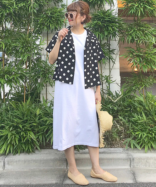 archives（アルシーヴ）の「ドット柄半袖開襟シャツ（シャツ/ブラウス・レディース・オフホワイト/ブラック/モカ/ベージュ/ブラウン・MEDIUM）」の3枚目の写真