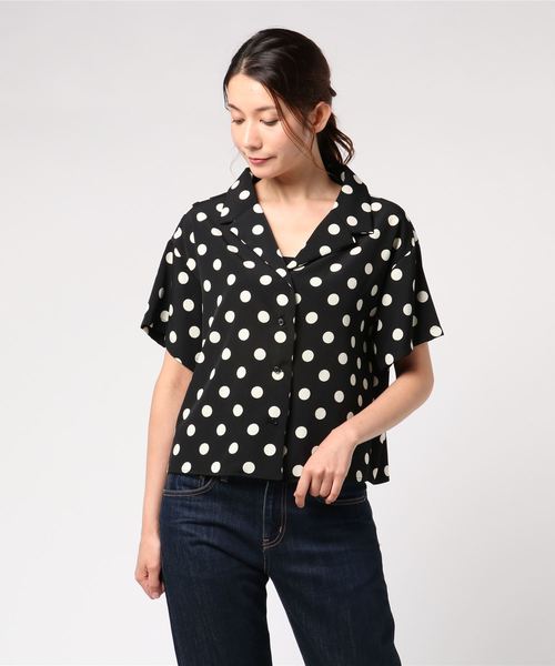 archives（アルシーヴ）の「ドット柄半袖開襟シャツ（シャツ/ブラウス・レディース・オフホワイト/ブラック/モカ/ベージュ/ブラウン・MEDIUM）」の8枚目の写真