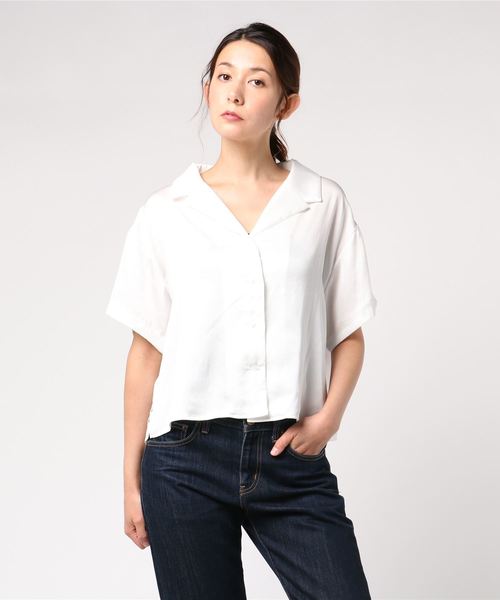 archives（アルシーヴ）の「ドット柄半袖開襟シャツ（シャツ/ブラウス・レディース・オフホワイト/ブラック/モカ/ベージュ/ブラウン・MEDIUM）」の2枚目の写真