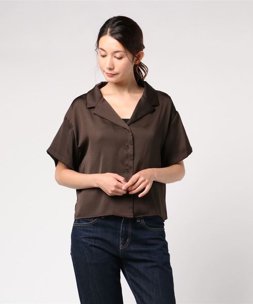 archives（アルシーヴ）の「ドット柄半袖開襟シャツ（シャツ/ブラウス・レディース・オフホワイト/ブラック/モカ/ベージュ/ブラウン・MEDIUM）」の5枚目の写真