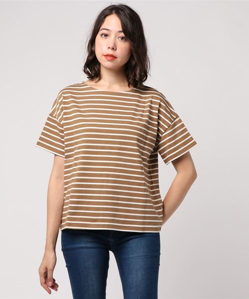 earth music&ecology（アースミュージックアンドエコロジー）の「ボーダーボーダーSSプルオーバー(プレーン)（Tシャツ/カットソー・レディース・ブラック/ブラウン/アイボリー/マスタード/キャメル/レッド系その他4・M/L）」の19枚目の写真