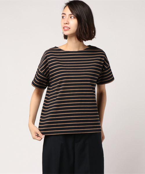 earth music&ecology（アースミュージックアンドエコロジー）の「ボーダーボーダーSSプルオーバー(プレーン)（Tシャツ/カットソー・レディース・ブラック/ブラウン/アイボリー/マスタード/キャメル/レッド系その他4・M/L）」の5枚目の写真