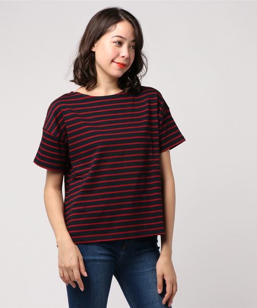 earth music&ecology（アースミュージックアンドエコロジー）の「ボーダーボーダーSSプルオーバー(プレーン)（Tシャツ/カットソー・レディース・ブラック/ブラウン/アイボリー/マスタード/キャメル/レッド系その他4・M/L）」の6枚目の写真