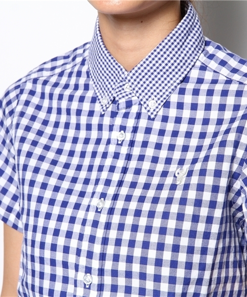 coen（コーエン）の「ライトオックスギンガムチェック半袖シャツ（シャツ/ブラウス・レディース・レッド/コバルトブルー・SMALL/MEDIUM/LARGE）」の6枚目の写真